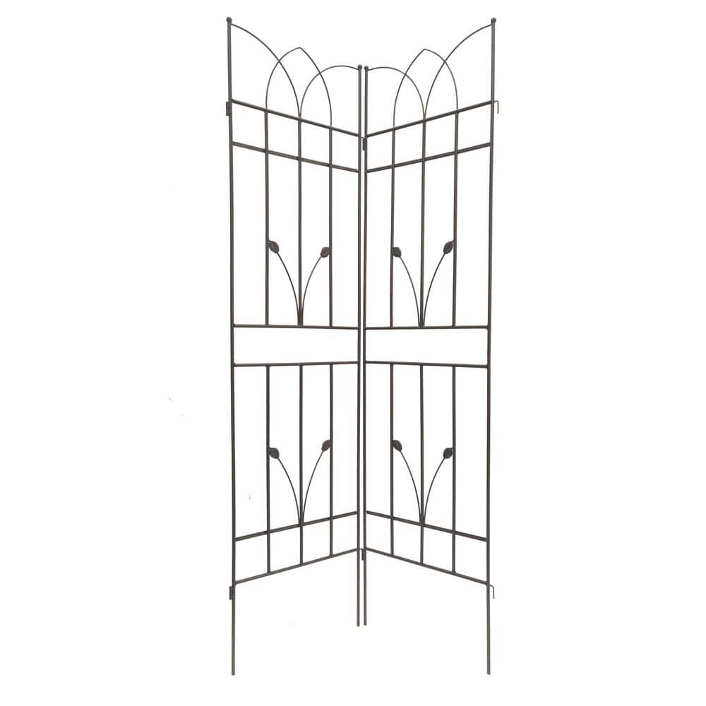 Outddor Brown Metal 73 in. W x 71 in. H Rustproof Garden Trellis Flower Support for Climbing Plants (4-Pack) price history on PriceWatchPro