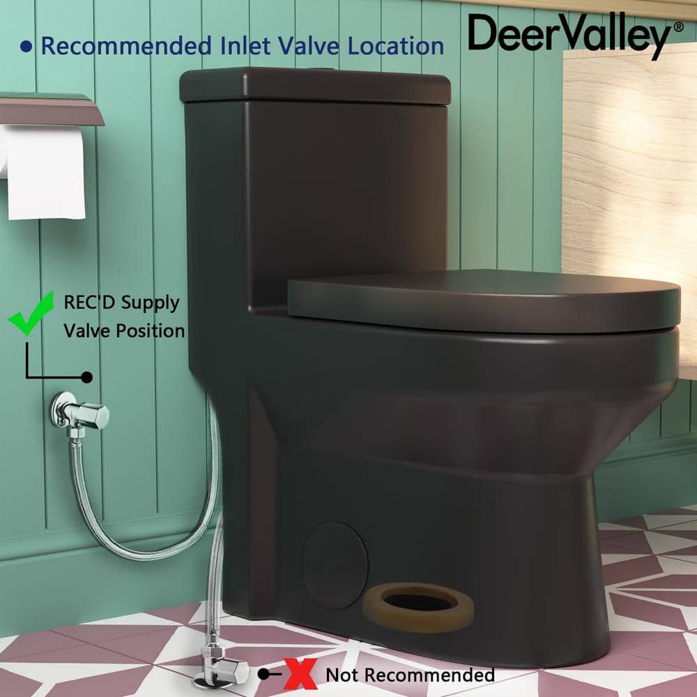 Compact Black Ceramic Dual Flush Round Toilet with Quiet-Close Seat