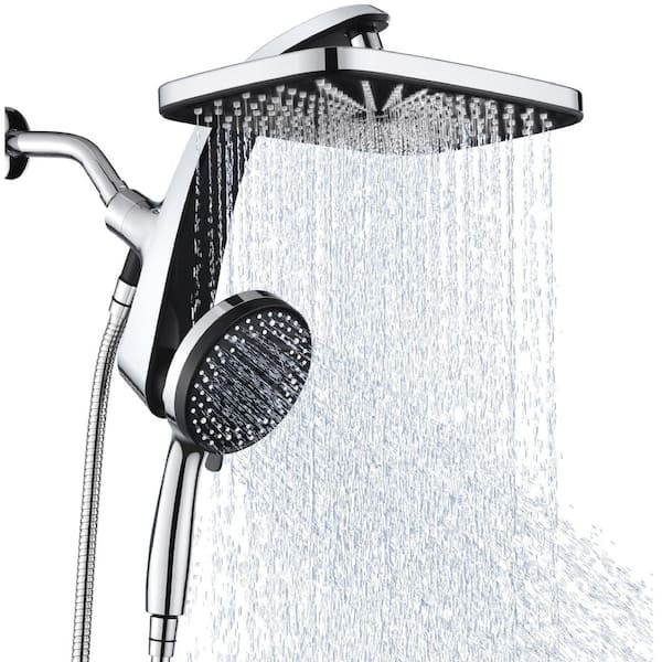 1-Piece High Pressure Rain Shower Head with 10 Sprays Handheld Shower Head in Chrome, Detachable Shower head