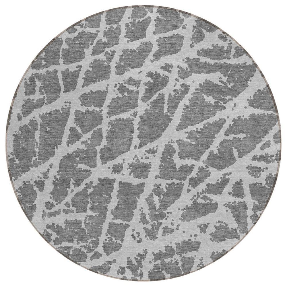 Charcoal 8 ft. Round Abstract Indoor / Outdoor Area Rug price history on PriceWatchPro
