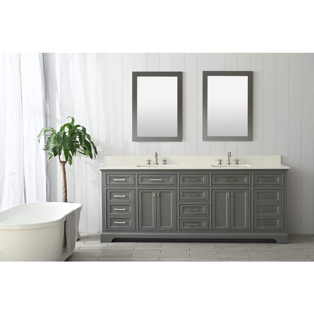 Milano 84" Gray Birch Double Vanity with Quartz Top