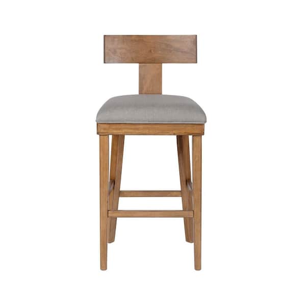 Theodora T-Back Wood Bar Stool-Rustic Natural Finish