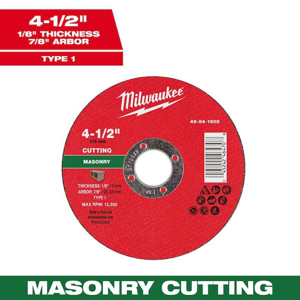 4-1/2 in. x 1/8 in. x 7/8 in. Masonry Cut Off Wheel-Type 1