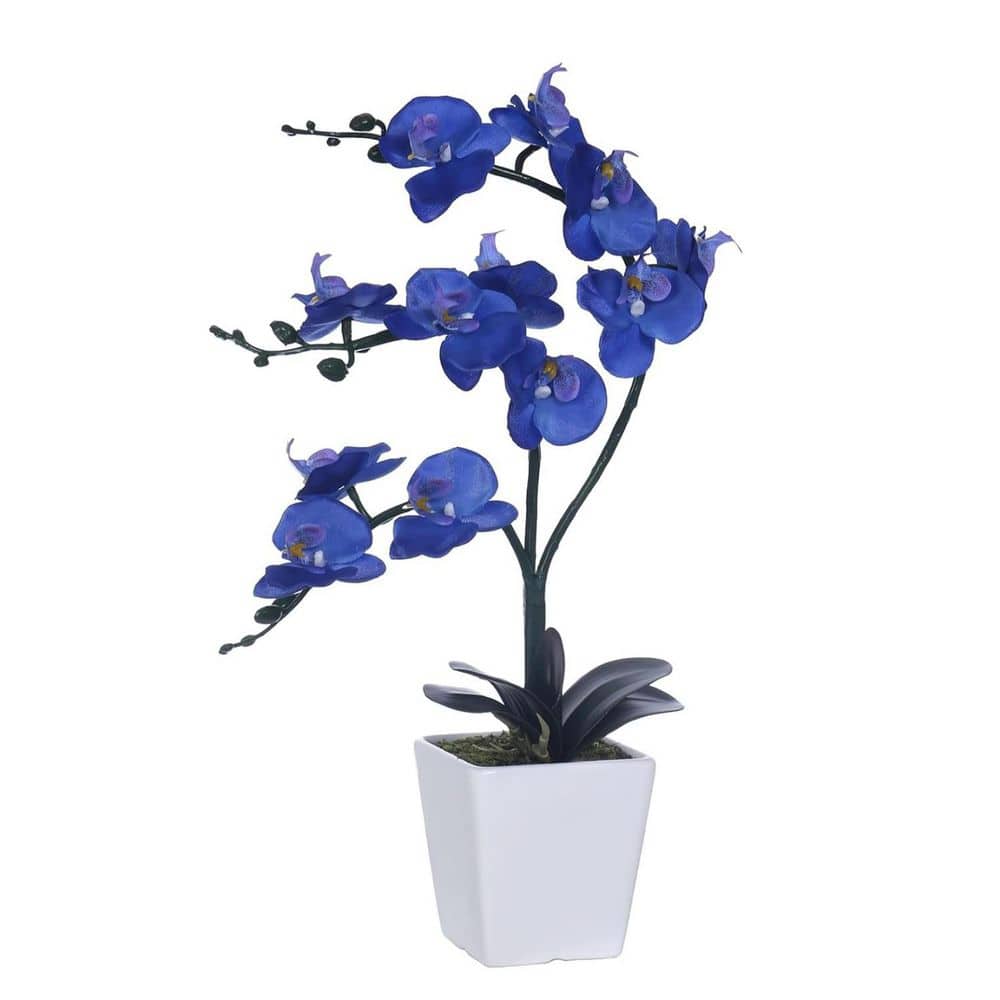 15 in. Tall Artificial Silk Phalaenopsis Orchid Flower Plant Pot
