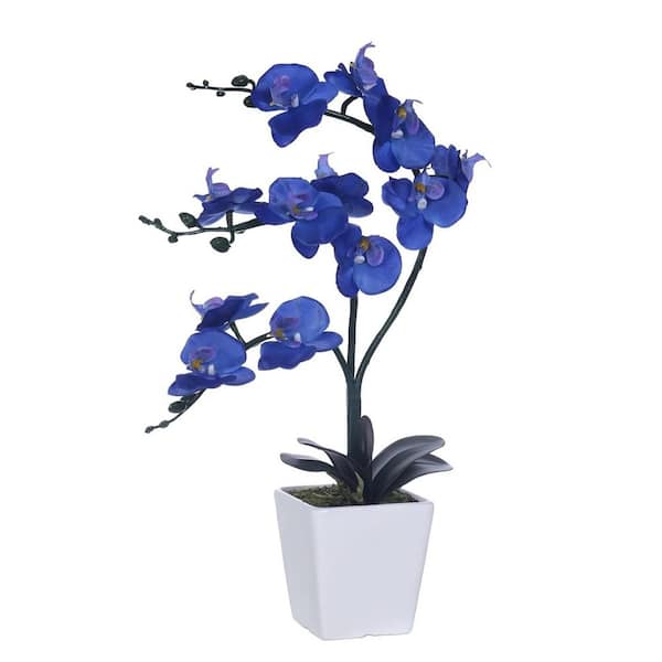 15 in. Tall Artificial Silk Phalaenopsis Orchid Flower Plant Pot