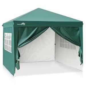 10 ft. x 10 ft. Green Pop Up Canopy Tent with 4 Side Walls