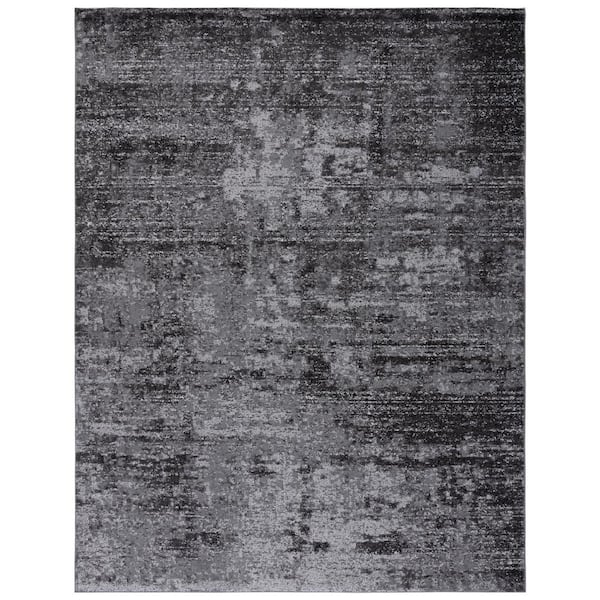 Adirondack 9 ft. x 12 ft. Black/Ivory Abstract Area Rug