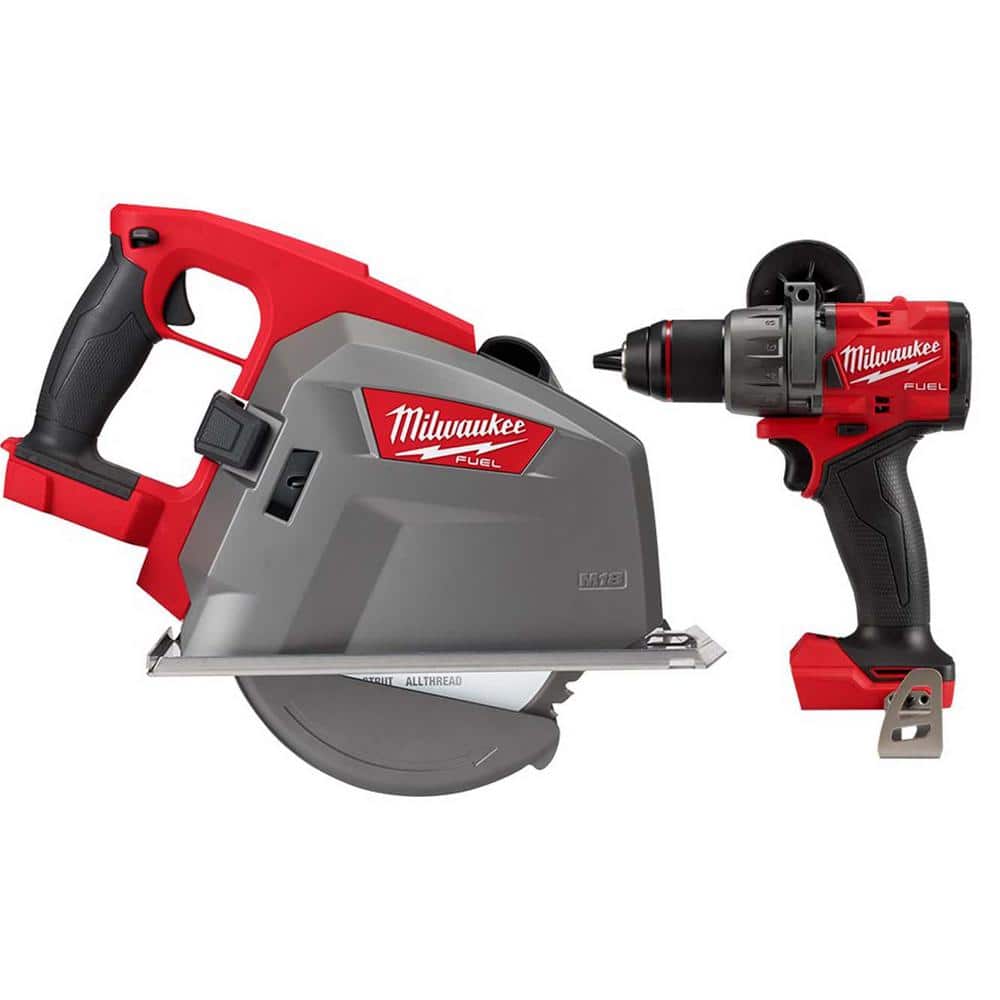 Milwaukee M18 FUEL 18-V 8 in. Lithium-Ion Brushless Cordless Metal Cutting Circular Saw with 1/2 in. Hammer Drill/Driver -  2982-20-2904