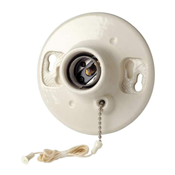 Leviton 660W Medium Base One-Piece Single Circuit Keyless Box Mount Glazed Porcelain Incandescent Lampholder, White