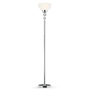 TARANTO 72 in. Chrome Finish LED Dimmable Crystal Balls Torchiere Floor Lamp with LED Bulb Included