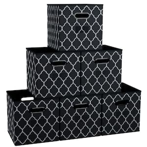 6-Pack Lattice Foldable Fabric Storage Cube Bins Shelf Basket Box with Handles and Window Pockets