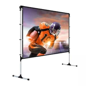 Stay true 100 in. Manual Assembly Projector Screen with Stand with a black storage bag