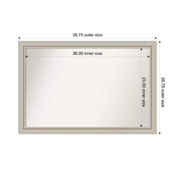 Amanti Art Romano Silver Narrow 39.75 in. x 26.75 in. Custom Non-Beveled Wood Framed Bathroom Vanity Wall Mirror