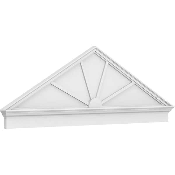 Ekena Millwork 80 in. W x 26-7/8 in. H x 2-3/4 in. P Pitch 6/12 Peaked Cap 4 Spoke Signature Urethane Combination Pediment Primed Tan