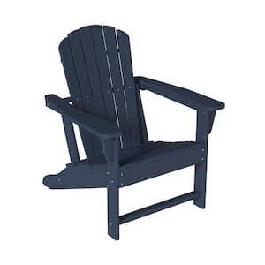 Blue Outdoor Non-Folding Plastic Adirondack Chair Patio Garden Beach Chair (1-Pack)