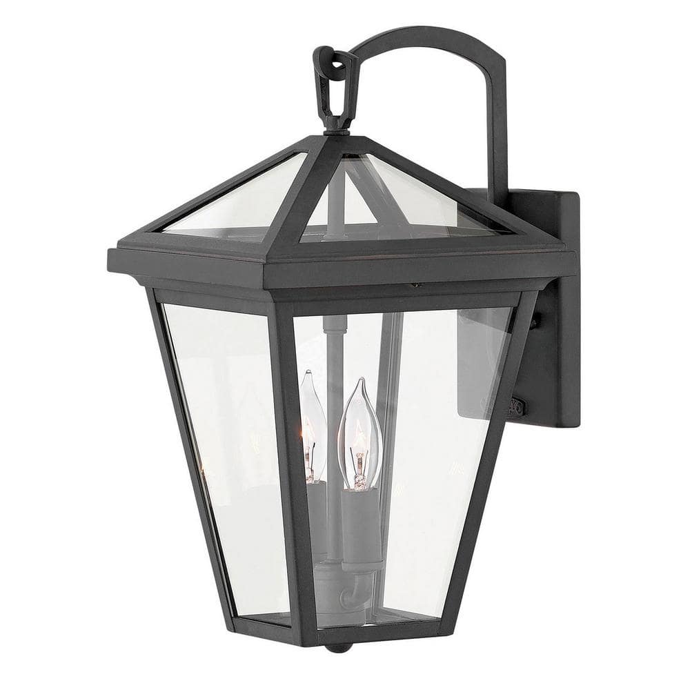 Alford Place Museum Black Clear Glass 2-Light Outdoor Wall Mount