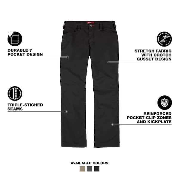 Men's 36 in. x 30 in. Black Cotton/Polyester Work Pants with 7 Pockets