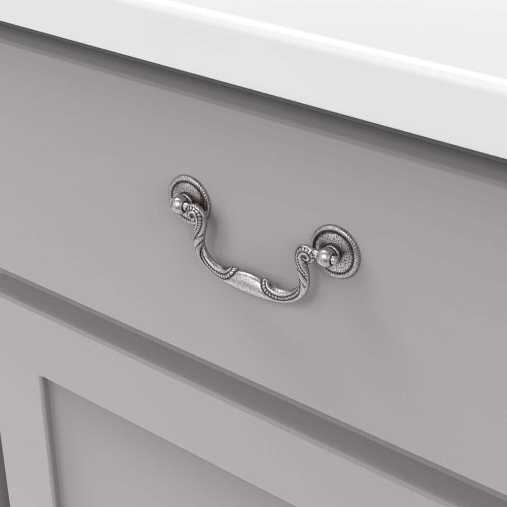 Silver Traditional Drop Bail Cabinet Pulls with Mounting Hardware