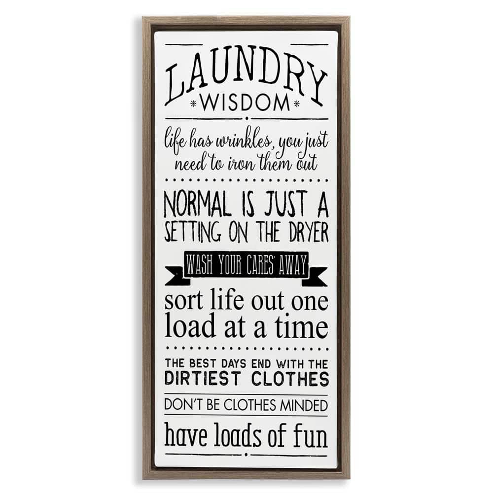 Laundry Wisdom Life Phrase by Stephanie Workman Marrott Brown Floater Frame Graphic Art Print Typography 31 in. x 15 in. price history on PriceWatchPro