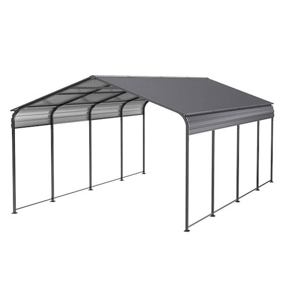 12 ft. W x 20 ft. D x 8.7 ft. H Black Metal Carport with Galvanized Steel Roof for Car