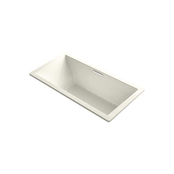 KOHLER Underscore 72 in. x 36 in. Rectangular Soaking Bathtub with Center Drain in Biscuit, VibrAcoustic Bask