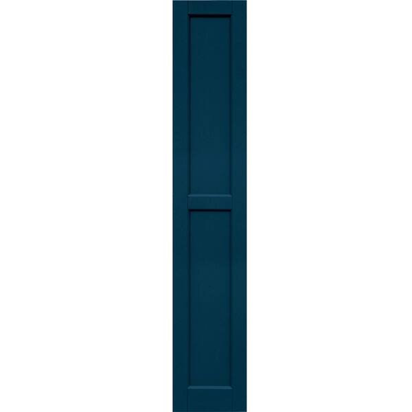 Winworks Wood Composite 12 in. x 67 in. Contemporary Flat Panel Shutters Pair #637 Deep Sea Blue