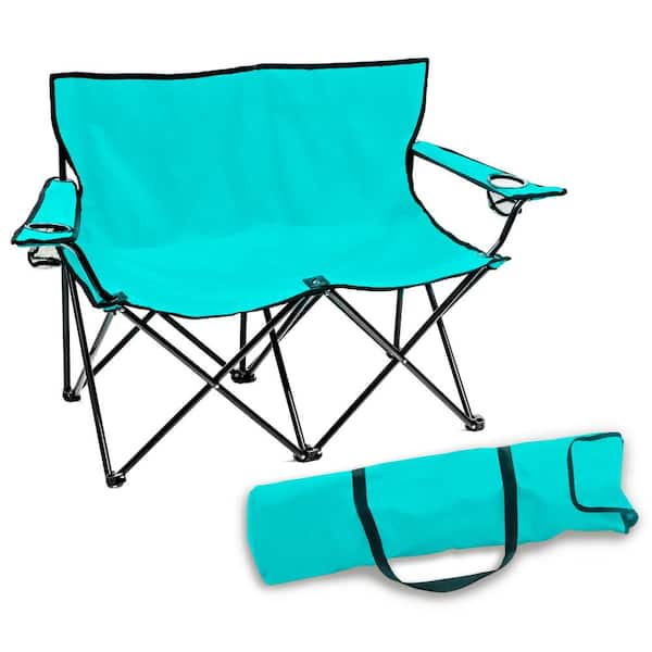 Trademark Innovations Loveseat Style Double Camp Chair with Steel Frame (Teal)