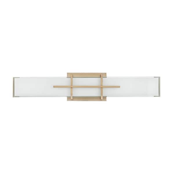 Tocco 24 in. 1 LED-Light Modern Gold Vanity-Light with White Shade