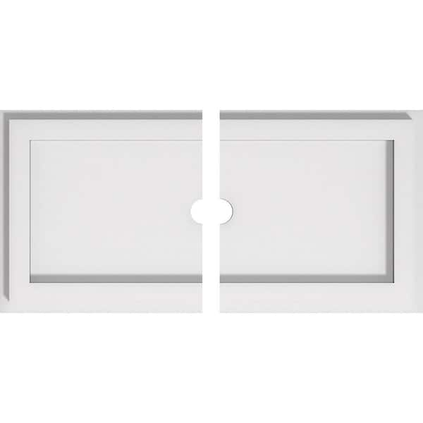 Ekena Millwork 16 in. x 8 in. x 1 in. Rectangle Architectural Grade PVC Contemporary Ceiling Medallion (2-Piece)