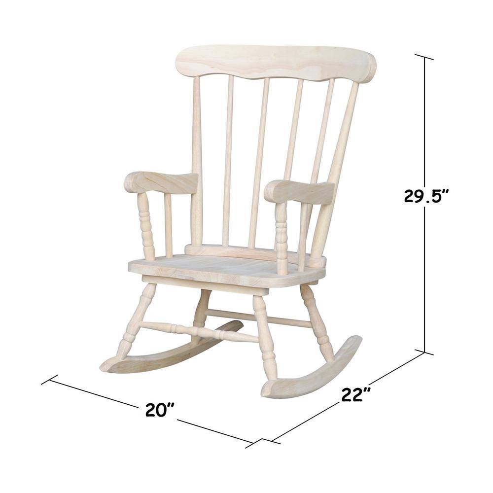 Traditional Unfinished Solid Wood Kids Rocker for Nursery and Playroom