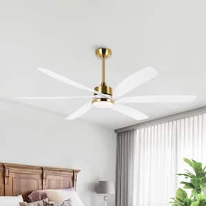 64 in. Indoor Gold/White Color Changing LED Ceiling Fan with Light Kit and Remote Control