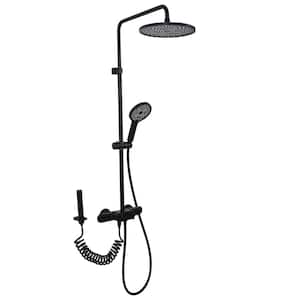Double Handle 4-Spray Wall Mount Shower Faucet 1.8 GPM with Ceramic Disc Valves Exposed Shower System in. Matte Black