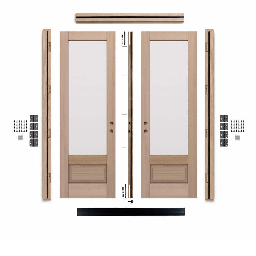 G7501 32 in. x 96 in. Left Inswing Mahogany Wood 1-Lite Clear Glass Double Front Door Kit with Quick Assemble Jamb price history on PriceWatchPro