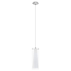 Pinto 5 in. W x 13 in. H 1-Light Chrome Mini Pendant with Clear/White Glass Shade