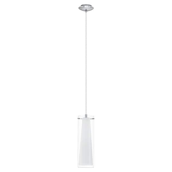 Eglo Pinto 5 in. W x 13 in. H 1-Light Chrome Mini Pendant with Clear/White Glass Shade