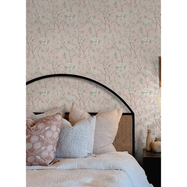 ❁ すーページ ❁ NuWallpaper 216 in. x 20.5 in. Pink Chinoiserie Garden Peel