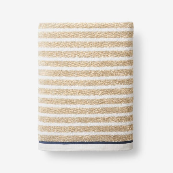 The Company Store Company Cotton Melange Stripe Reversible Taupe Cotton Bath Towel