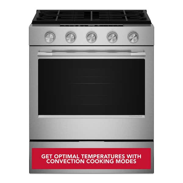 30 in. 5 Element Slide-In Gas Range in Fingerprint Resistant Stainless Steel with Convection Cooking Modes