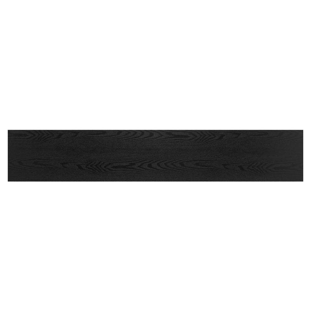 Modern Farmhouse 64" Blackened Bronze & Woodgrain Console Table with Storage