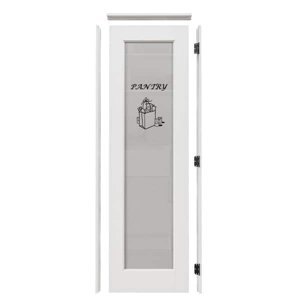18 in. x 80 in. Left 1-Lite Frosted Glass White Solid Core Glass Assembly Required Single Interior Door with Jamb