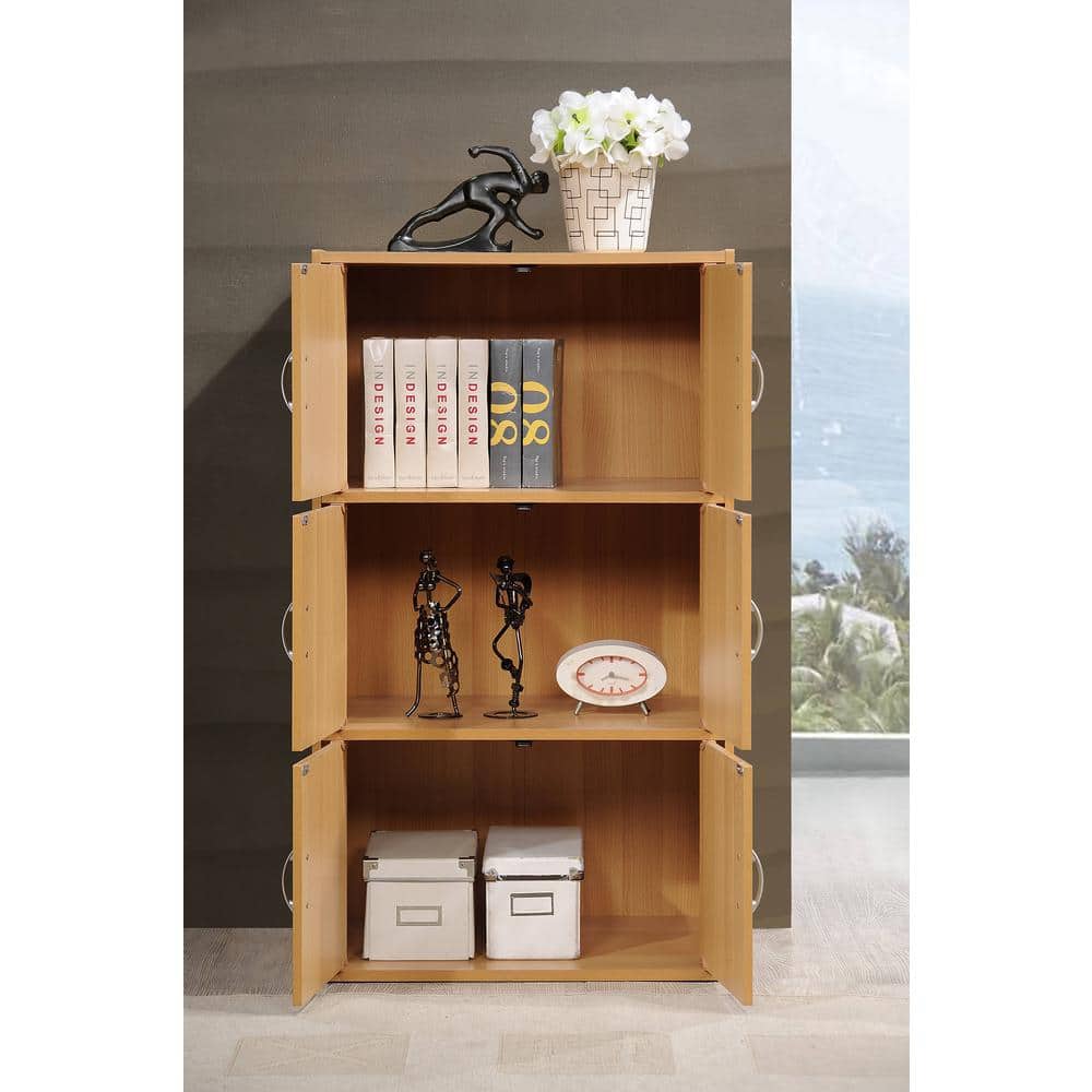 Beech Wood 6-Door Lockable Office Storage Cabinet