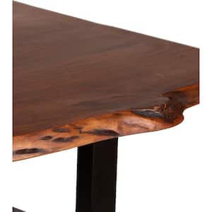 Acacia Live Edge 71 in. Rectangle, Acacia Wood with Iron Frame, Mission Style Dining Table, Seats 8