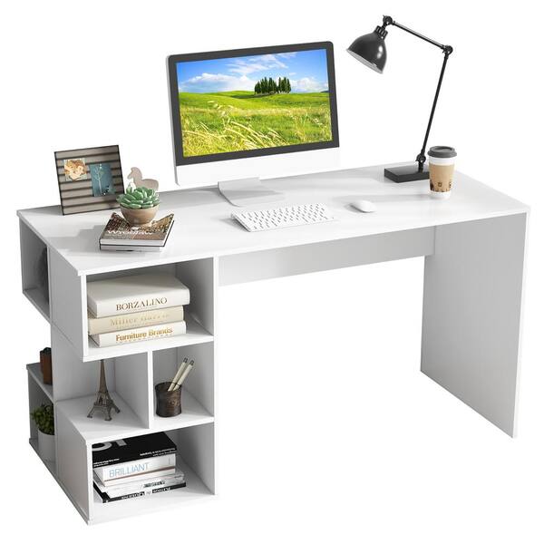 Costway 51 in. Computer Desk Laptop Table 2-Drawer Writing Study