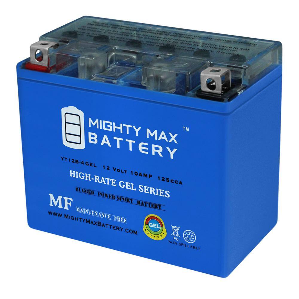 MIGHTY MAX BATTERY YT12B4 GEL 12V 10Ah Replacement Battery for BikeMaster MG12B4 MAX3969326