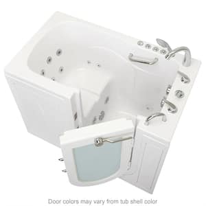 Capri 52 in. Acrylic Walk-In Whirlpool Bath in White W/ RH Outward Swing Door, Heated Seat, Faucet, RH 2 in. Dual Drain