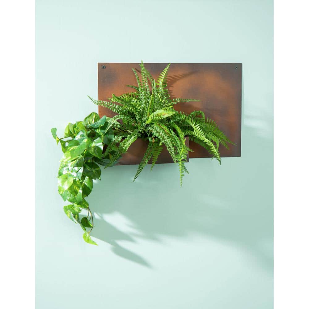 Rustic Galvanized Metal Rectangular Wall Planter for Indoor/Outdoor