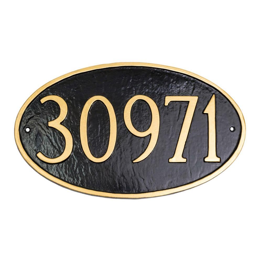 Classic Oval Standard Address Sign Plaque - Black/Gold product image for price tracking