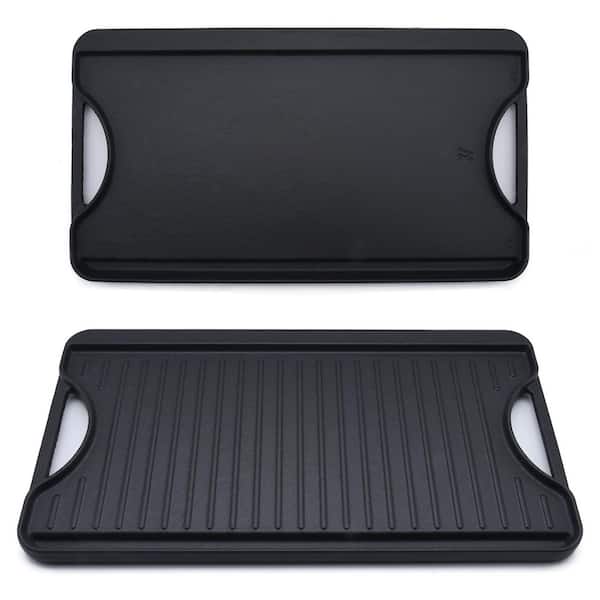 Wudkey 18 in. x 10 in. Cast Iron Reversible Griddle with Handles for Stovetop, Non-Stick Surface, Easy to Clean