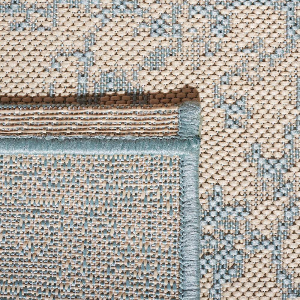 Cream and Aqua Medallion Synthetic Indoor/Outdoor Rug, 3' x 5'