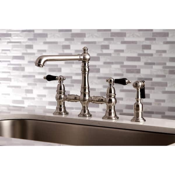 Duchess 2-Handle Bridge Kitchen Faucet with Side Sprayer in Brushed Nickel